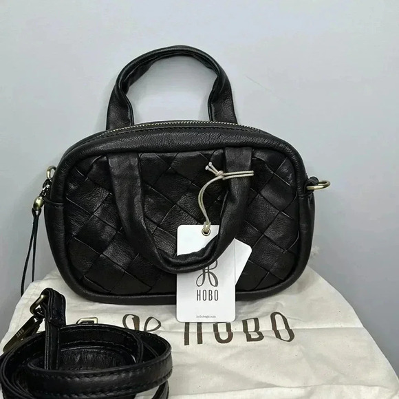 HOBO Black Maze Woven Leather Satchel - Picture 3 of 12